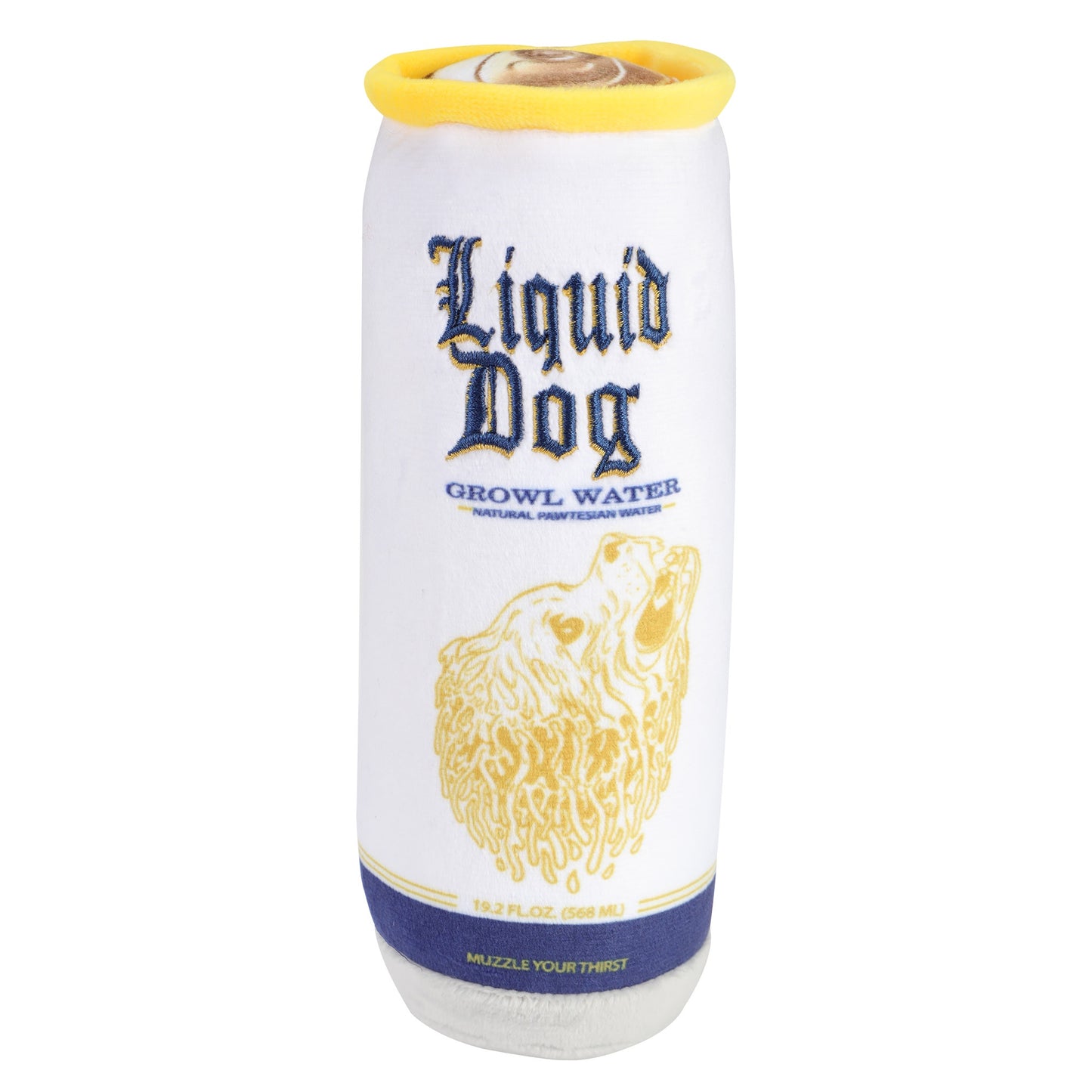 Chomp Haus Liquid Dog Growl Water – Luxurious Plush Dog Toy with Squeaker, Premium Fabric, Embroidered Details, Designer-Inspired Chew Toy, Fun Gift for Small to Medium Dogs & Dog Lovers