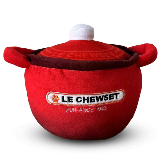 Chomp Haus Le Chewset – Luxurious Plush Dog Toy with Squeaker, Premium Fabric, Embroidered Details, Designer-Inspired Chew Toy, Fun Gift for Small to Medium Dogs & Dog Lovers