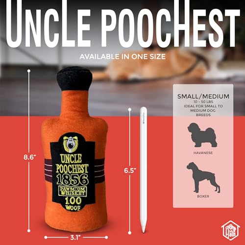 Chomp Haus Uncle Poochest – Luxurious Plush Dog Toy with Squeaker, Premium Fabric, Embroidered Details, Designer-Inspired Chew Toy, Fun Gift for Small to Medium Dogs & Dog Lovers