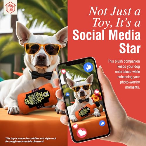 Chomp Haus Uncle Poochest – Luxurious Plush Dog Toy with Squeaker, Premium Fabric, Embroidered Details, Designer-Inspired Chew Toy, Fun Gift for Small to Medium Dogs & Dog Lovers