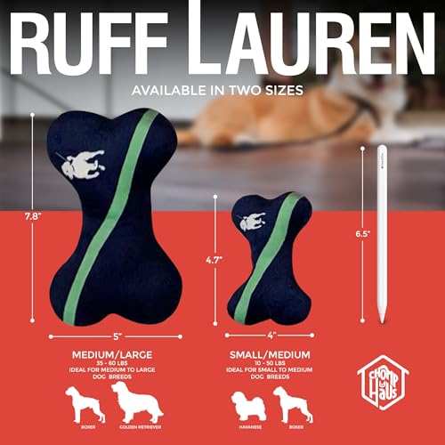 Chomp Haus Ruff Lauren – Luxurious Plush Dog Toy with Squeaker, Premium Fabric, Embroidered Details, Designer-Inspired Chew Toy, Fun Gift for Small to Medium Dogs & Dog Lovers