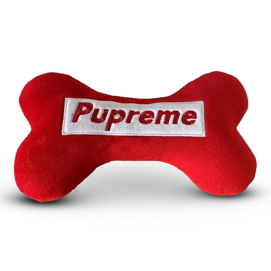 Chomp Haus Pupreme – Luxurious Plush Dog Toy with Squeaker, Premium Fabric, Embroidered Details, Designer-Inspired Chew Toy, Fun Gift for Small to Medium Dogs & Dog Lovers